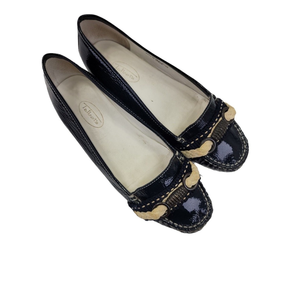 TALBOTS Women's Blue Patent Leather Boat Shoes Loafers Flats Size 7.5 B